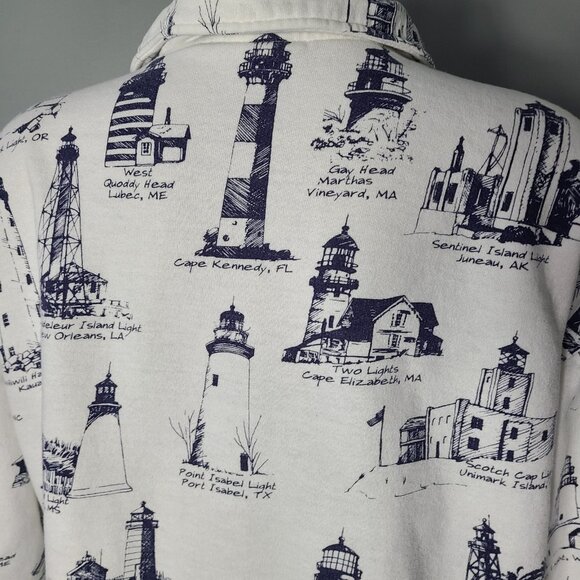 Lighthouse Vintage Sweatshirt Cardigan 90s Oversized Sz Large Fisherman Comfy - Picture 6 of 11